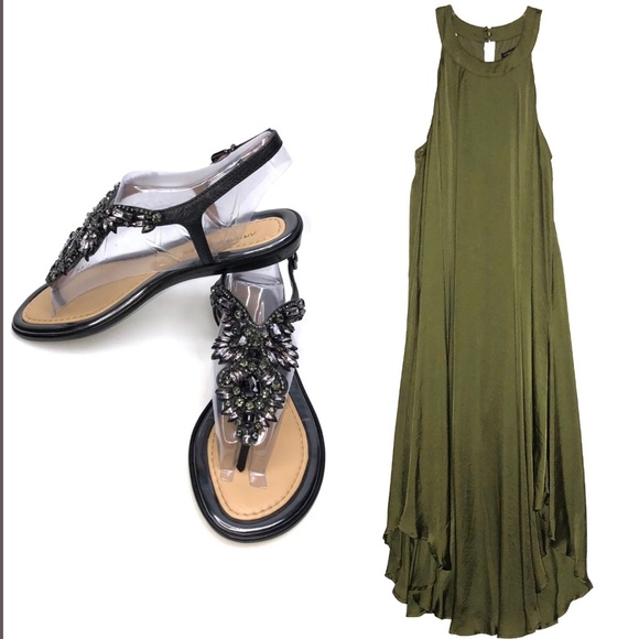 ANTONIO MELANI BLACK JEWELED SANDALS - Picture 7 of 7